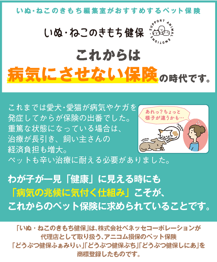 いぬ・ねこのきもち編集室がおすすめするペット保険 いぬ・ねこのきもち健保