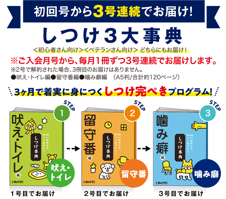 初回号から3号連続でお届け！≪しつけ3大辞典≫